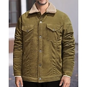 economico Giubbotti Casual-Per uomo Giacca Invernale Giacca in Velluto a Coste Giacca in Pile Giacca Casual Vacanza Quotidiano Calore Termico Tasca Pile Inverno Semplice Moda Streetwear Bavero Regolare Nero Verde chiaro Blu