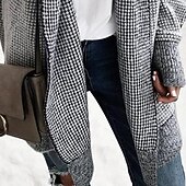 preiswerte Wintermäntel-Damen Freizeitjacke Warm Bequem Knöpfe Mode Outdoor Einfach Ausgehen Wochenende Einreihig Regulär Revers Normale Passform Langarm Oberbekleidung Grau Herbst Winter