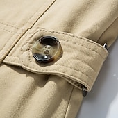 billiga Trenchcoat för män-Herr Fleece-jacka Peacoat Trenchcoat Semester Dagligen Höst Vinter 100 % bomull Håller värmen Ytterkläder Kläder Mode Klassisk Slät Ficka Kavajslag Enkelknäppt