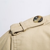 billiga Trenchcoat för män-Herr Fleece-jacka Peacoat Trenchcoat Semester Dagligen Höst Vinter 100 % bomull Håller värmen Ytterkläder Kläder Mode Klassisk Slät Ficka Kavajslag Enkelknäppt
