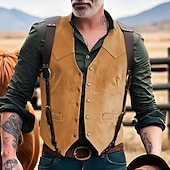 preiswerte Herrenweste-Herren Weste aus Wildlederimitat Weste Gilet Urlaub Party Geschäft Mode Lässig Frühling Herbst Tasche Knöpfe Polyester Bequem Einfach Einreihig Ein-Knopf V Ausschnitt Normale Passform Schwarz