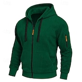 economico Felpa Tattica-Per uomo Felpa con cappuccio Felpa con cappuccio a zip intera Velluto a coste Felpa con cappuccio tattica Nero Bianco Verde militare Rosso Borgogna Con Cappuccio Semplice Testurizzato Sport &amp; Outdoor