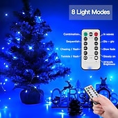 olcso USB-tápellátás-2 db 20 m/66 láb 200 led gyöngy karácsony halloween esküvői party fesztivál tündér fényfüzér beltéri és kültéri udvari kerti dekoráció fényfüzér usb tápegység 8 funkciós távirányító