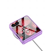 baratos Capa Samsung-telefone Capinha Para Samsung Galaxy Z Flip 7 Z Virar 6 Z Flip 5 Capa traseira e protetor de tela Suporte para carregamento sem fio com pulseira Retro PC