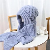 halpa lämmitys &amp; jäähdytys-integroidut korvasuojat tuulenpitävä lippis huivi naisten talvipipo ja -huivi neulottu pipo fleecevuorilla paksunnettu pipo huivilla lämmin virkattu palmikkoneule täyspeittoinen ulkoilutarvikkeet kylmälle säälle