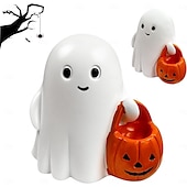 levne Halloweenové závěsné a stolní dekorace-halloween roztomilá figurka ducha - prostředníček strašidelná socha ducha z pryskyřice, roztomilá dekorace ducha pro halloweenskou výzdobu, verandu a vnitřní strašidelné bytové dekorace 10x10x10cm