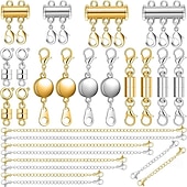 Недорогие искусство, ремесла и шитье-26 шт. удлинителей для ожерелий и магнитных застежек для украшений, включая 5 размеров&amp;amp;5 видов магнитных застежек, застежки для многослойного ожерелья и удлинительная цепочка для браслета для