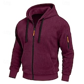 economico Felpa Tattica-Per uomo Felpa con cappuccio Felpa con cappuccio a zip intera Velluto a coste Felpa con cappuccio tattica Nero Bianco Verde militare Rosso Borgogna Con Cappuccio Semplice Testurizzato Sport &amp; Outdoor