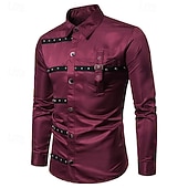abordables camisa con botones para hombre-Hombre Camisa Camisa de verano Camisa casual Abotonar la camisa Negro Vino Verde Ejército Manga Larga Plano Diseño Vacaciones Hawaiano Botones Ropa Mezcla de Algodón Moda Casual Cómodo