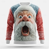 levne Santa Claus oblečení-Vánoce Pánské Ježíšek 3D tisk Mikina Chladný Večírek Tričkový Dovolená Párty Dar Červená 4 Červená 3 Výstřih ke krku 3D Celý rok Návrhář
