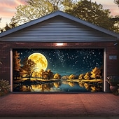 abordables Banners de Garaje y Puerta-Cubierta de puerta de garaje Gran colgante lago 森林 Rústico 3D Escénico Fiesta Al Aire Libre Fondos de disparos Puerta de Entrada Decoración del hogar