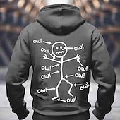 tanie męskie bluzy 3d-Zabawny hoodie dla mężczyzn z grafiką Ow - ruchome postacie humor związany z bólem długi rękaw pulower