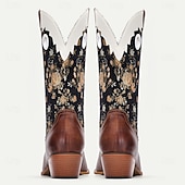 levne Cowboy &amp; Western Boots-Pánské kovbojské boty se zlatou květinovou výšivkou – klasické westernové boty do půli lýtek na rodeo, country koncerty a venkovní akce
