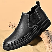 abordables Baskets-Baskets Chelsea grises à enfiler pour homme – Mocassins décontractés à tige basse avec empiècements latéraux élastiques pour un usage quotidien, les déplacements et les tenues décontractées