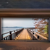 cheap Garage &amp; Door Banners-Tapestry Garage Door Cover Large Hanging Backdrop Nature Road Rustic Cottagecore 3D Party Outdoor Shooting Backgrounds Front Door Home Decor