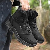 economico Stivali invernali e neve-scarponi da trekking caldi e impermeabili da uomo con fodera in pelliccia, suola antiscivolo, scarpe da trekking e da campeggio all'aperto