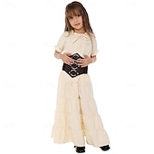preiswerte Outfits-Retro Vintage Mittelalterlich Renaissance Taillengürtel Tunikakleid Pirat Wikinger Kostüm Mädchen Vikinger Seeräuber Halloween Karneval Leistung Party LARP Kinder Kleid Gürtel