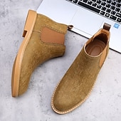 economico Stivali Chelsea-stivali chelsea da uomo color cachi, stile casual e leggero alla caviglia con soffietti elastici, per l'ufficio, le uscite del fine settimana e il comfort quotidiano