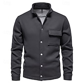 preiswerte Lässige Jacken-Herren Waffeljacke Fleecejacke Cargo-Jacke Freizeitjacke Urlaub Täglich Warm Tasche Herbst Winter Einfach Mode Klassisch Revers Regulär Schwarz Weiß Marineblau Blau Khaki Jacken