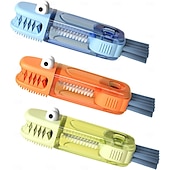 abordables Limpiando suministros-Cepillo de limpieza de cocodrilo 3 en 1 con cepillos de fregado intercambiables, juego de cepillos para limpiar grietas, para espacios reducidos entre biberones, vaso apto para biberones, ranuras y