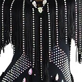 cheap Competition Dress-Women's Black Fringe Latin Dance Dress with Rhinestone Detailing, Sleeveless, and Crisscross Straps – Perfect for Salsa, Rumba, and Performance Wear