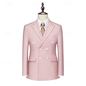 abordables Blazers Classiques pour Hommes-Homme Blazer Affaires Cocktail Fête de mariage Mode Occasionnel Printemps Automne Polyester Uni Avec Poches Boutons Confortable Double Boutonnage veste Noir Blanche Jaune Rose Claire