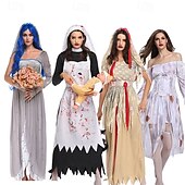 levne Zombie-Zombie Duch nevěsta předvečer Všech svatých Šaty Fancy kostým Horor Strašidelný kostým Dospělé Dámské předvečer Všech svatých Karneval Výkon Párty Jednoduché Halloweenské kostýmy Oblékněte se