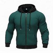 cheap Basic Hoodies-Men's Full Zip Hoodie Zip Up Hoodie Fuzzy Sherpa Fleece Hoodie Black Red Green Light Grey Dark Gray Hooded Plain Zip Up Zipper Pocket Sports &amp; Outdoor Daily Weekend Polyester Vintage Cool Casual Fall