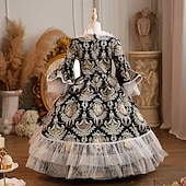 preiswerte Kleider-Rokoko Steampunk schick Maxi Partykostüm Zubehör Glockenärmel Prinzessin Schleife Retro Ballkleid Spitzkragen Kostüm Mädchen königlich Weihnachten Halloween Karneval Maskerade Hochzeitsfeier Festival