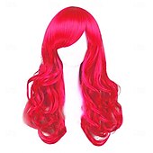 economico Parrucche da festa-parrucche lunghe colorate - ondulate al neon &amp;parrucche colorate ricce per donne - con occhiali al neon extra - bomboniere per addio al nubilato