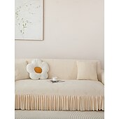 baratos Cobertura de Sofa-Capa de sofá com saia elástica jacquard, cor sólida premium, quatro estações, espessada, antiderrapante, universal, capa para sofás
