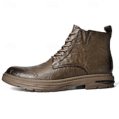 economico Stivali da lavoro-Per uomo Stivali Retrò Camminata Vintage Quotidiano PU Confortevole Stivali a Metà Polpaccio Allacciatura Nero Cachi Primavera Autunno