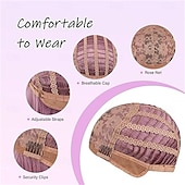 tanie Peruki imprezowe-12-calowa krótka peruka typu bob w kolorze różowo-fioletowym z grzywką, kolorowa peruka na Halloween, codzienny cosplay &amp;Peruki imprezowe odporne na ciepło, proste, syntetyczne, cosplay,