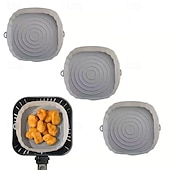 お買い得  キッチン用品＆小物-シリコン製エアフライヤーライナー3個パック - 7.09インチのノンスティック、再利用可能なバスケットとボウルマット、オーブンアクセサリー、ベーキングトレイ、家庭料理用のキッチンガジェット