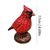 ieftine Lămpi de masă-Lampă de noapte Cardinalis cu pasăre, rășină, lumină de noapte Cardinalis, decorațiuni de Crăciun, ornament de birou cu pasăre roșie, pentru noptieră, living, dormitor, decorare de casă