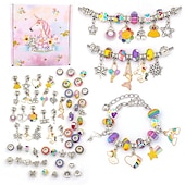 זול מתנות-ערכת הכנת צמידי קסם צעצוע עבור בנות שמעורר יצירתיות ודמיון עבודות יד עבור בנות בגילאי 8-12 עם ערכת הכנת תכשיטים מתנות מושלמות עבור 6 7 8 9 10 בנות ביטוי עצמי מתנת חג המולד