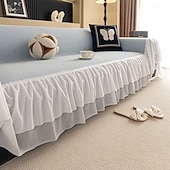 halpa Lemmikkisohvan päällinen-chenille-sohvanpäällinen, yksivärinen kermanvärinen ranskalainen ylellinen täyspeittävä päällinen, lemmikkiystävällinen liukumaton sohvansuoja