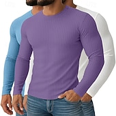 Ανδρικά Μπλουζάκι Μυϊκό πουκάμισο Πλεκτό μπλουζάκι με ραβδώσεις Μπλουζάκι μπλουζάκι Μακρυμάνικο Στρογγυλή Ψηλή Λαιμόκοψη Άνοιξη Φθινόπωρο Όλες οι εποχές Σκέτο Με Υφή Pit Strip Χαμηλού Κόστους Πλεκτό μπλουζάκι με ραβδώσεις-Ανδρικά Μπλουζάκι Μυϊκό πουκάμισο Πλεκτό μπλουζάκι με ραβδώσεις Μπλουζάκι μπλουζάκι Μακρυμάνικο Στρογγυλή Ψηλή Λαιμόκοψη Άνοιξη Φθινόπωρο Όλες οι εποχές Σκέτο Με Υφή Pit Strip