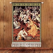 billiga Gobelänger-Skönhet Uyghur etnisk stil väggtapet konstnärlig bakgrundsdekoration boho hängande konst för sovrum vardagsrum eller café