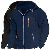 abordables Sweat à capuche en polaire-Homme Sweat à capuche Sweat à capuche zippé intégral Sweat à capuche en polaire Sweat à capuche doublé en polaire Noir + gris clair Bleu marine + noir Vin + gris foncé Vin+Noir Vert + Kaki À capuche