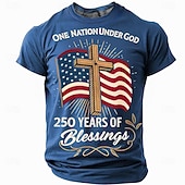 cheap America 250 T-shirts-Men's America's 250th Anniversary T Shirt Short Sleeve T shirt 3D Print Crew Neck Shirt Daily Military Street Daily Blue Black Red Summer Spring Clothing Apparel S M L XL XXL XXXL