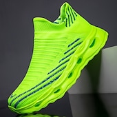 economico Scarpe da Corsa per Uomini-scarpe da ginnastica Flyknit verde neon da uomo: scarpe da corsa leggere in mesh traspirante per atleti, allenamento fitness e abbigliamento sportivo quotidiano