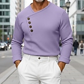 tanie męskie koszule casual-Męskie Koszula Koszula waflowa Koszule eleganckie Codzienna koszula Koszula na studniówkę Równina Formalny Ślub Czarny Biały Granatowy Fioletowy Długi rękaw Asymetryczna Na każdy sezon Odzież