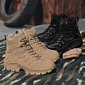 お買い得  メンズブーツ-男性用 ブーツ レトロ風 プラスサイズ ウォーキング カジュアル 日常 PUレザー 快適 ニーハイブーツ 靴紐 ブラック カーキ色