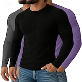 Ανδρικά Μπλουζάκι Μυϊκό πουκάμισο Πλεκτό μπλουζάκι με ραβδώσεις Μπλουζάκι μπλουζάκι Μακρυμάνικο Στρογγυλή Ψηλή Λαιμόκοψη Άνοιξη Φθινόπωρο Όλες οι εποχές Σκέτο Με Υφή Pit Strip Χαμηλού Κόστους Πλεκτό μπλουζάκι με ραβδώσεις-Ανδρικά Μπλουζάκι Μυϊκό πουκάμισο Πλεκτό μπλουζάκι με ραβδώσεις Μπλουζάκι μπλουζάκι Μακρυμάνικο Στρογγυλή Ψηλή Λαιμόκοψη Άνοιξη Φθινόπωρο Όλες οι εποχές Σκέτο Με Υφή Pit Strip