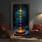 olcso Garázs- és ajtózászlók-gobelin ajtótakaró kültéri bannerek hét csakra jóga meditáció esztétika misztikus hálószoba nappali bejárati ajtó dekorációk fal ajtó háttér