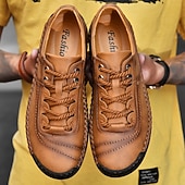 cheap Casual Lace-Up Shoes-Men's Brown Lace-Up Casual Shoes with Stitched Detailing, Comfortable Design for Daily Wear, Outdoor Adventures and Weekend Getaways