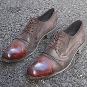 economico Scarpe Eleganti Classiche-scarpe eleganti da uomo in vera pelle, modello Oxford – scarpe formali da lavoro con lacci, stile brogue vintage, per ufficio, matrimoni ed eventi serali