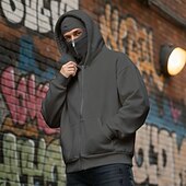 tanie podstawowe bluzy męskie-Męskie Rozpinana bluza z kapturem Bluza z zamkiem Bluza z zamkiem błyskawicznym Biały Kaptur Równina Multi Pocket Kieszenie na zamek Codzienny Sport i turystyka Święto Poliester Moda miejska Codzienny