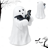 levne Halloweenové závěsné a stolní dekorace-halloween roztomilá figurka ducha - prostředníček strašidelná socha ducha z pryskyřice, roztomilá dekorace ducha pro halloweenskou výzdobu, verandu a vnitřní strašidelné bytové dekorace 10x10x10cm